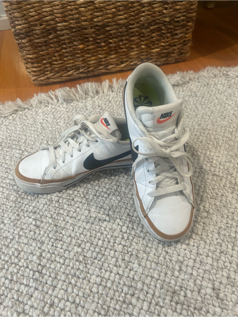 Nike Court Legacy Low-Top Sneakers with Black Swoosh and Brown Trim